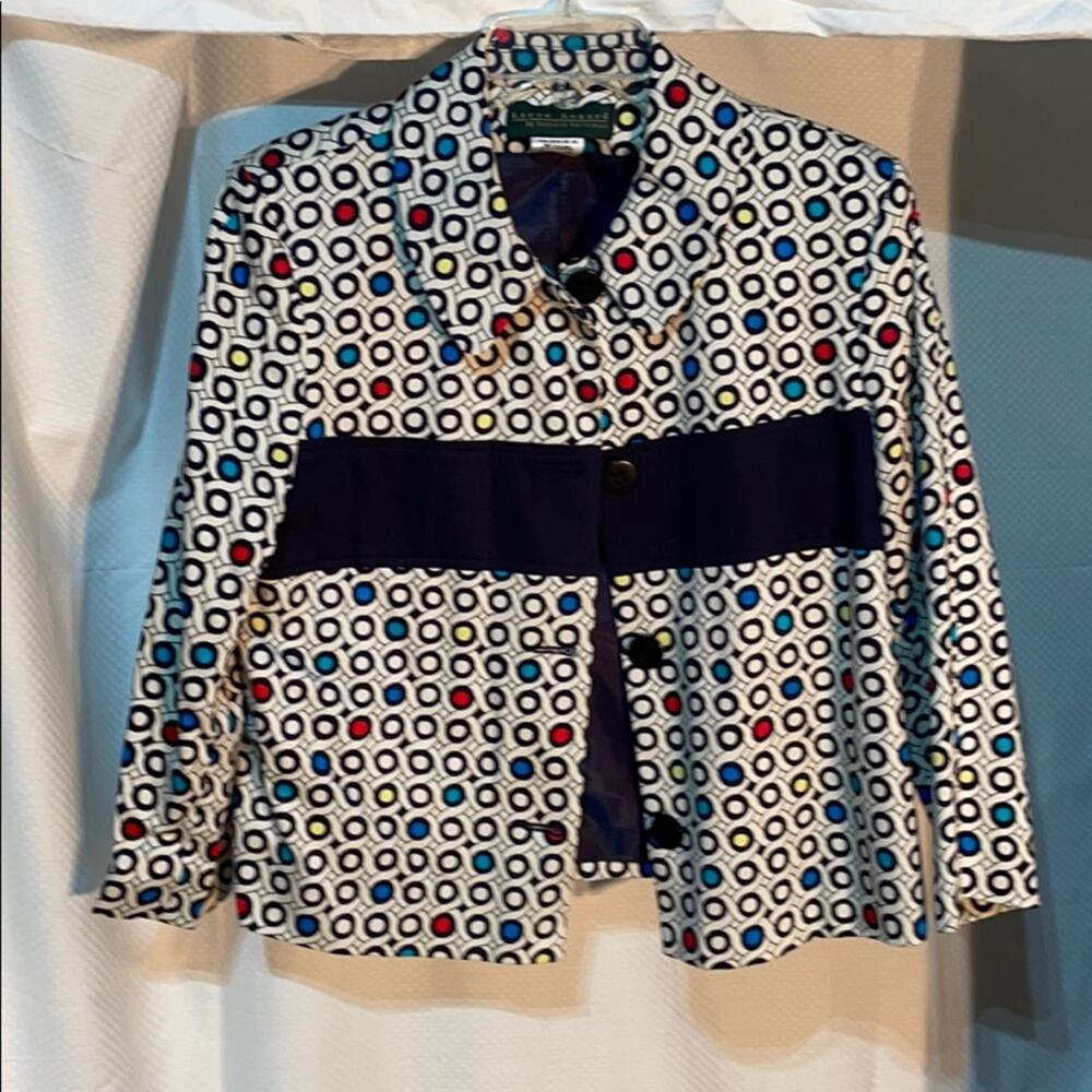 Harve Bernard 10 navy graphic print jacket euc
